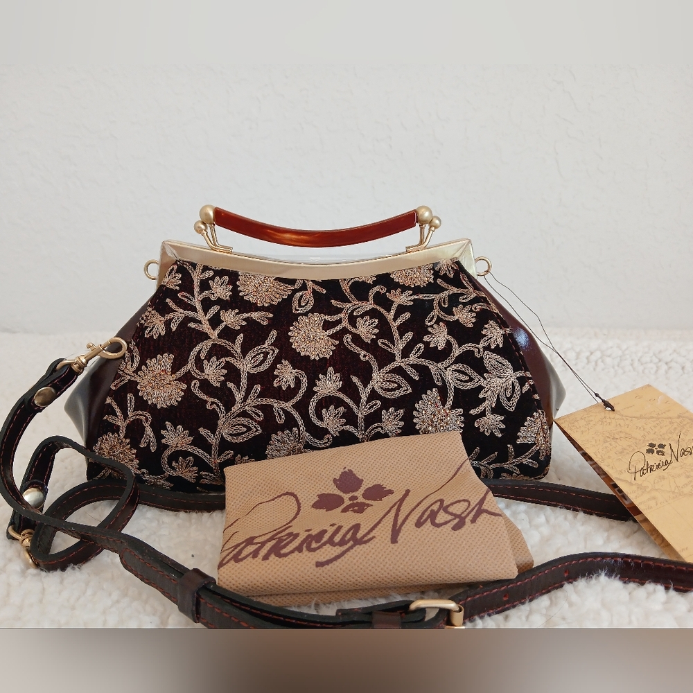 Patricia Nash Kelmscott Burgundy Velvet Gems NWT